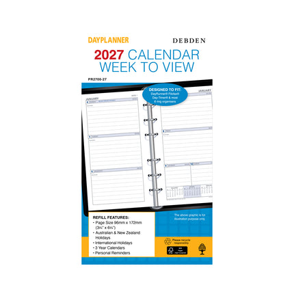 Debden Dayplanner - Personal - Week to View - Refill 2027