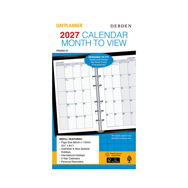 Debden Dayplanner - Personal - Month to View - Refill 2027