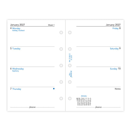 Filofax Refill - Classic - Week To View - Mini - 2027
