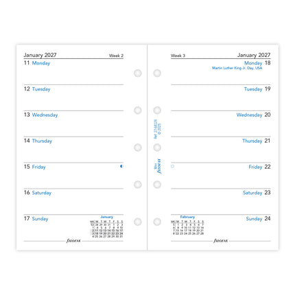 Filofax Refill - Mini - Classic - Week Per Page - 2027