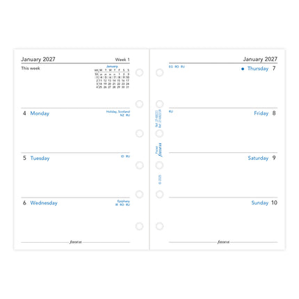 Filofax Refill - Classic - Week To View - Pocket - 2027