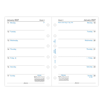 Filofax Refill - Classic - Week Per Page - Pocket - 2027