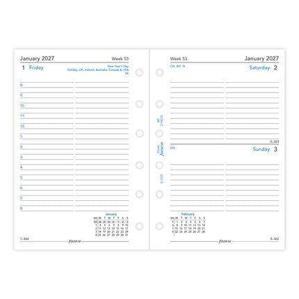 Filofax Refill - Classic - Day Per Page With Appointments - Pocket - 2027