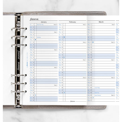 Filofax Refill - Year Planner Vertical - A5 - 2027