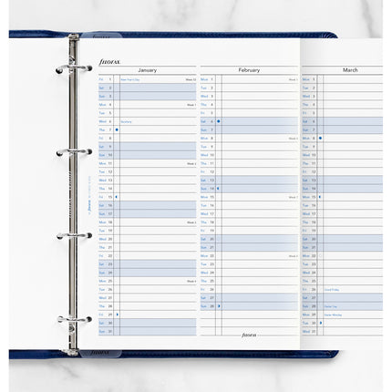 Filofax Refill - Year Planner Vertical - A4 - 2027