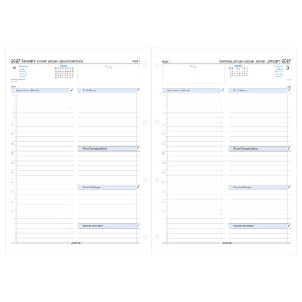 Filofax Refill - Classic - Day Per Page With Appointments - A4 - 2027