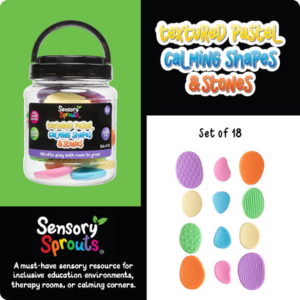 Sensory Sprouts Textured Pastel Calming Stones - Set of 18