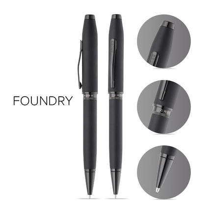 Cross Foundry - Matt Black w/PVD Black Trim - Ballpoint Pen