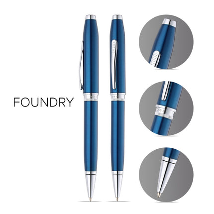 Cross Foundry - Blue Lacquer w/Chrome Trim - Ballpoint Pen