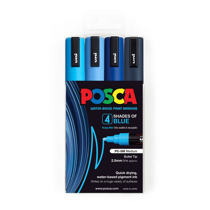 Uni Posca Marker PC-5M Shades of Blue - Pack of 4