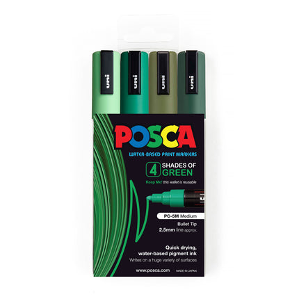 Uni Posca Marker PC-5M Shades of Green - Pack of 4
