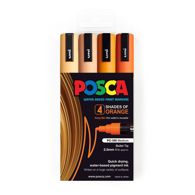Uni Posca Marker PC-5M Shades of Orange - Pack of 4