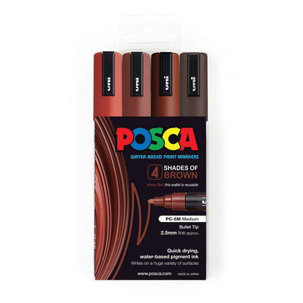 Uni Posca Marker PC-5M Shades of Brown - Pack of 4