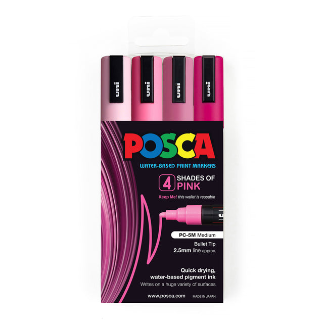 Uni Posca Marker PC-5M Shades of Pink - Pack of 4