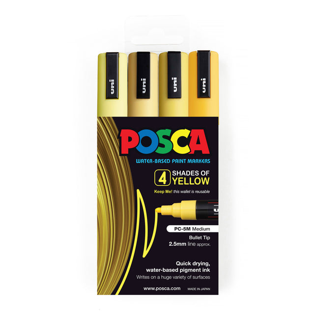 Uni Posca Marker PC-5M Shades of Yellow - Pack of 4
