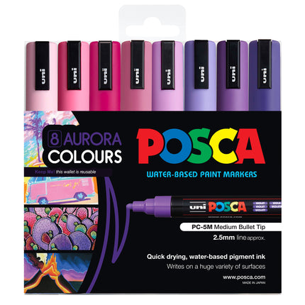 Uni Posca Marker PC-5M Aurora Colours - Pack of 8