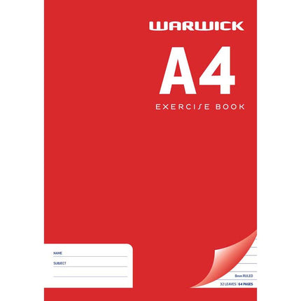 Warwick Exercise Book A4 Ruled 8mm