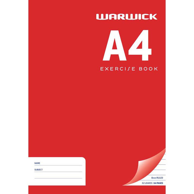 Warwick Exercise Book A4 Ruled 8mm