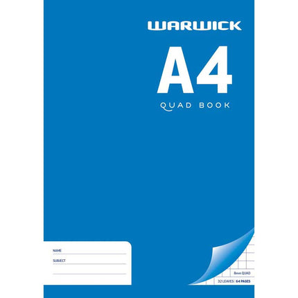 Warwick Exercise Book - A4 Quad 8mm