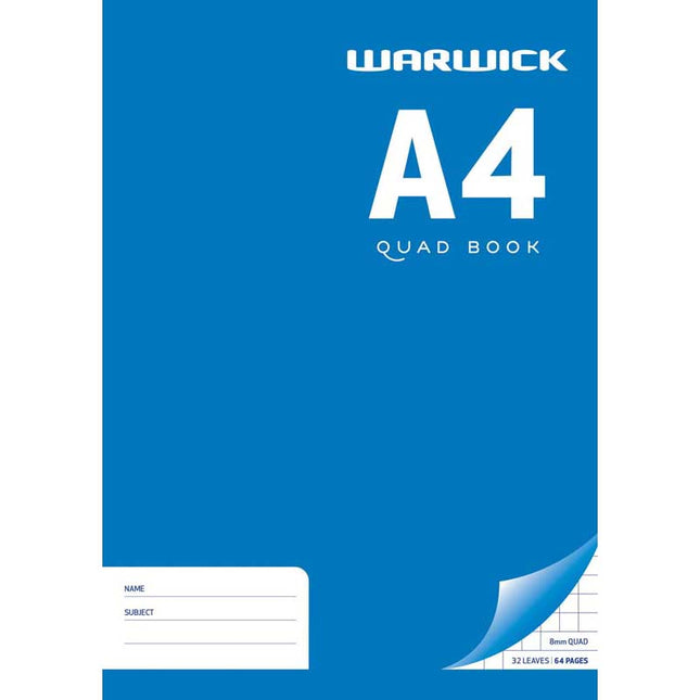 Warwick Exercise Book - A4 Quad 8mm