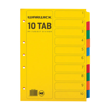 Warwick Divider Indicies - A4 - 10 Tab Coloured