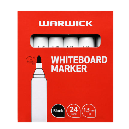 Warwick Whiteboard Marker Bullet Tip Pack 24 - Black