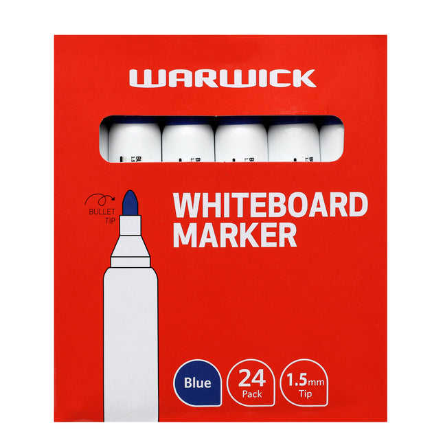 Warwick Whiteboard Marker Bullet Tip Pack 24 - Blue