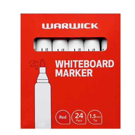 Warwick Whiteboard Marker Bullet Tip Pack 24 - Red
