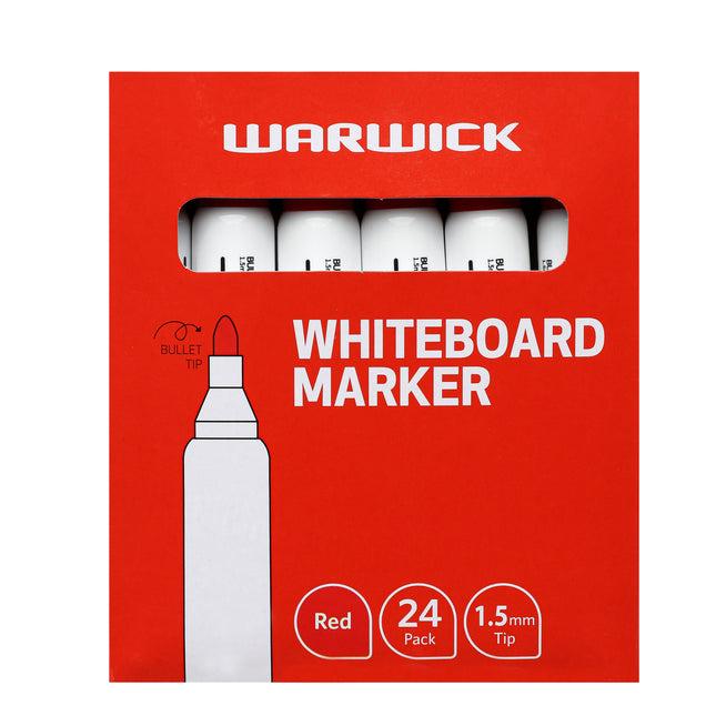 Warwick Whiteboard Marker Bullet Tip Pack 24 - Red