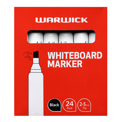 Warwick Whiteboard Marker Chisel Tip Pack 24 - Black