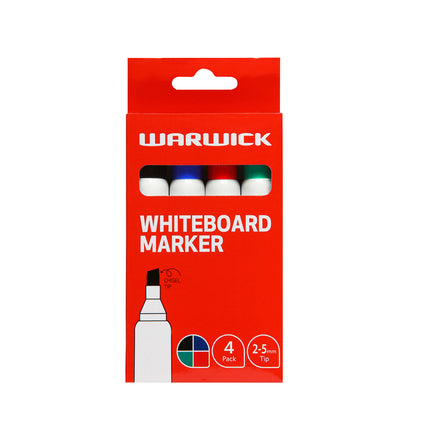 Warwick Whiteboard Marker Chisel Tip - Pack of 4