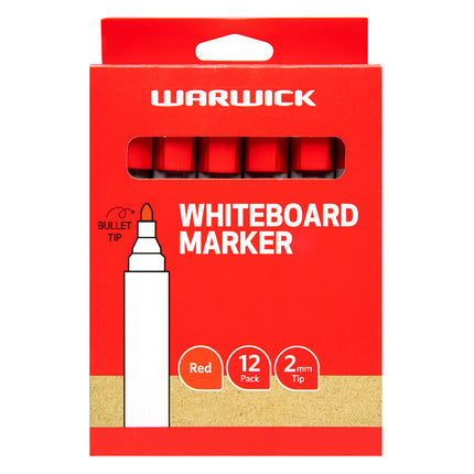 Warwick Whiteboard Marker Bullet Tip Box 12 - Red