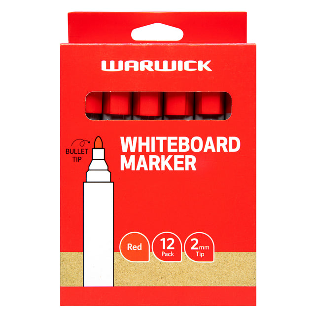Warwick Whiteboard Marker Bullet Tip Box 12 - Red