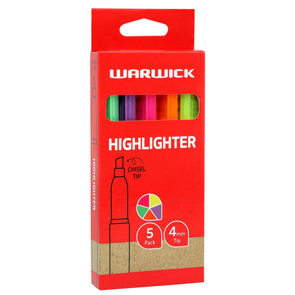 Warwick Highlighter Slimline - Pack of 5
