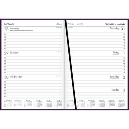 Collins Diary Rhapsody A4 - Week To View - Royal Purple - 2027