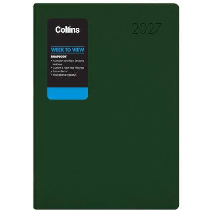Collins Diary Rhapsody A4 - Week To View - Racing Green - 2027