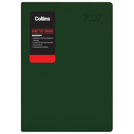 Collins Diary Rhapsody A5 - Day To View - Racing Green - 2027