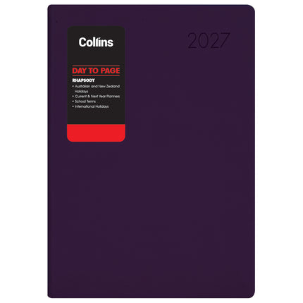 Collins Diary Rhapsody A5 - Day To View - Royal Purple - 2027
