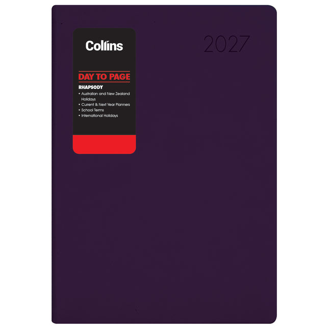 Collins Diary Rhapsody A5 - Day To View - Royal Purple - 2027