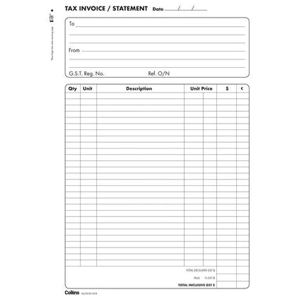 Collins Tax Invoice - A4 - 50 Duplicate Forms - No Carbon Required