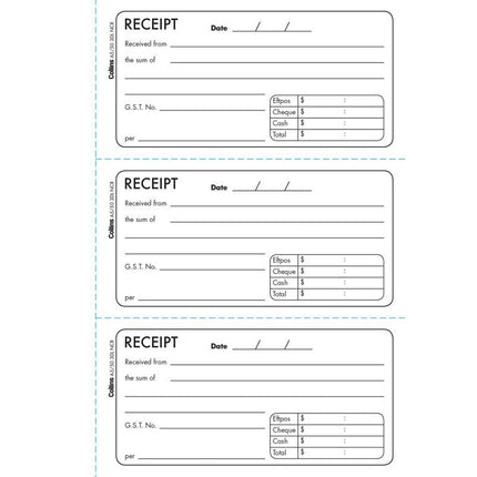 Collins Cash Receipt - A5 - 150 Duplicate Forms - No Carbon Required