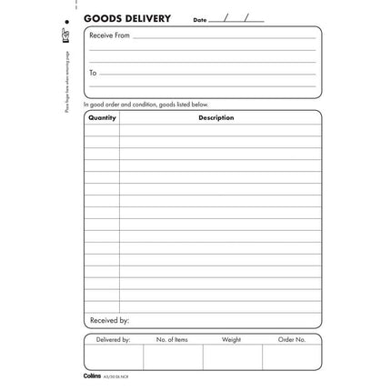 Collins Goods Delivery - A5 - 50 Duplicate Forms - No Carbon Required