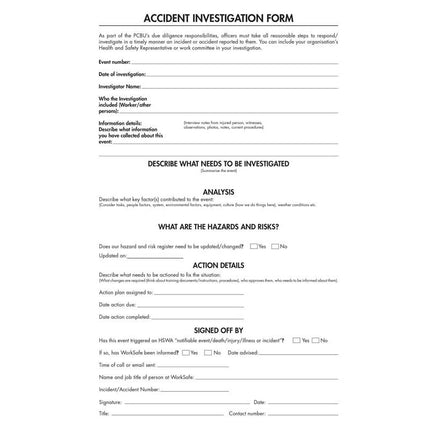 Collins Register - A4 - Workplace Injury And Investigation Logbook