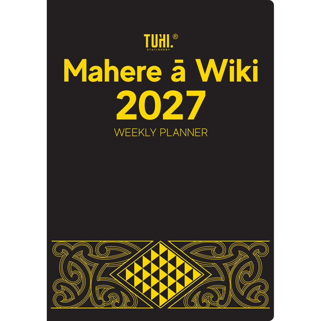Tuhi Diary B5 - Week to View - Premium Mahere a Wiki Black & Gold - 2027