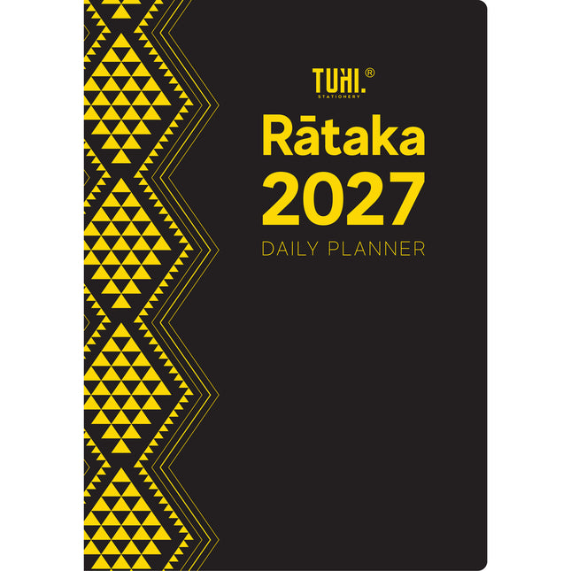 Tuhi Diary B5 - Day to View - Premium Rataka Black & Gold - 2027