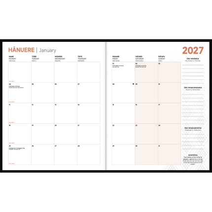 Tuhi Diary Planner - Month To View - Mahere a Marama Koru - 2027