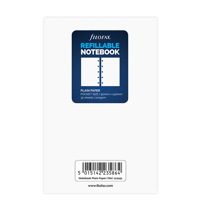 Filofax Refill - Pocket - Notebook - Notepaper Plain - White