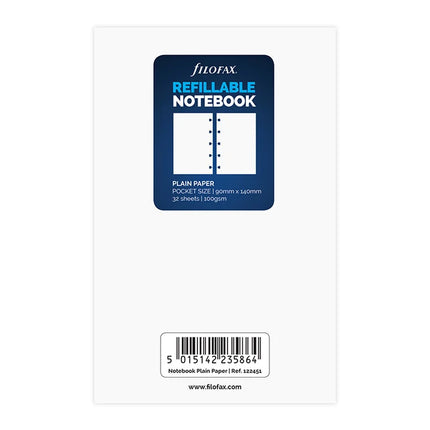 Filofax Notebook Refill - Pocket Notepaper - Plain White