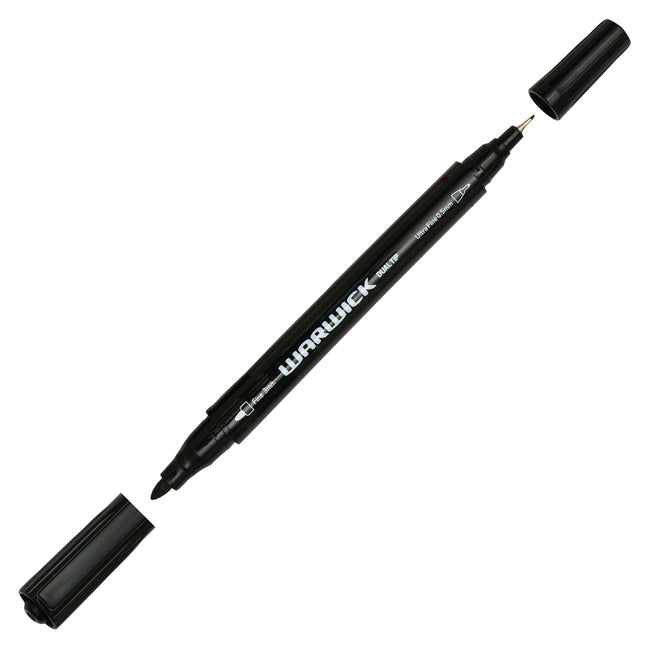 Warwick Permanent Marker - Dual Tip Fine/Ultra Fine - Black
