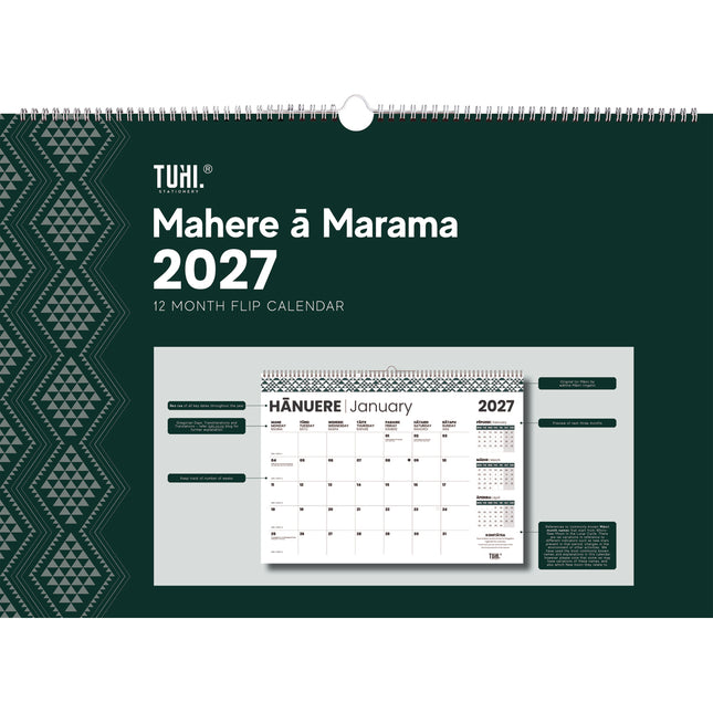Tuhi Calendar - Month to View - Maori A2 - 2027